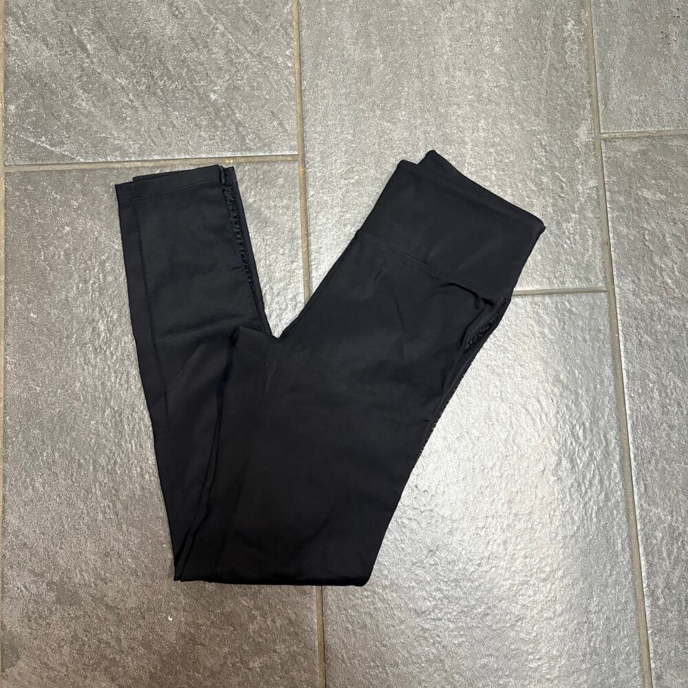 Noli Black Leggings Small Sheer Stripe Sides Neutral Minimalist Activewear